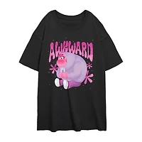Inside Out 2 Always Awkward Oversized Womens Crew Neck Short Sleeve Juniors Graphic T-Shirt