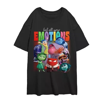 Inside Out 2 Feel Your Emotions Oversized Tee Womens Crew Neck Short Sleeve Juniors Graphic T-Shirt