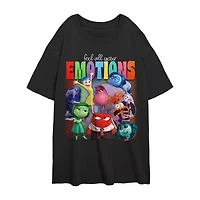 Inside Out 2 Feel Your Emotions Oversized Tee Womens Crew Neck Short Sleeve Juniors Graphic T-Shirt
