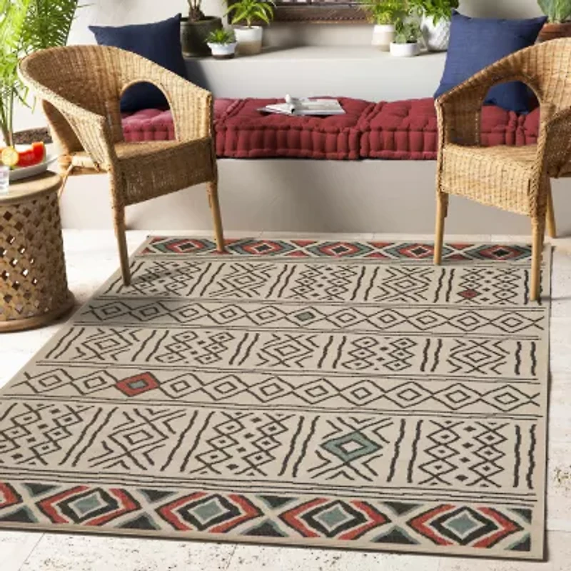 LR Home Tribal Diamond Indoor Outdoor Rectangular Area Rug