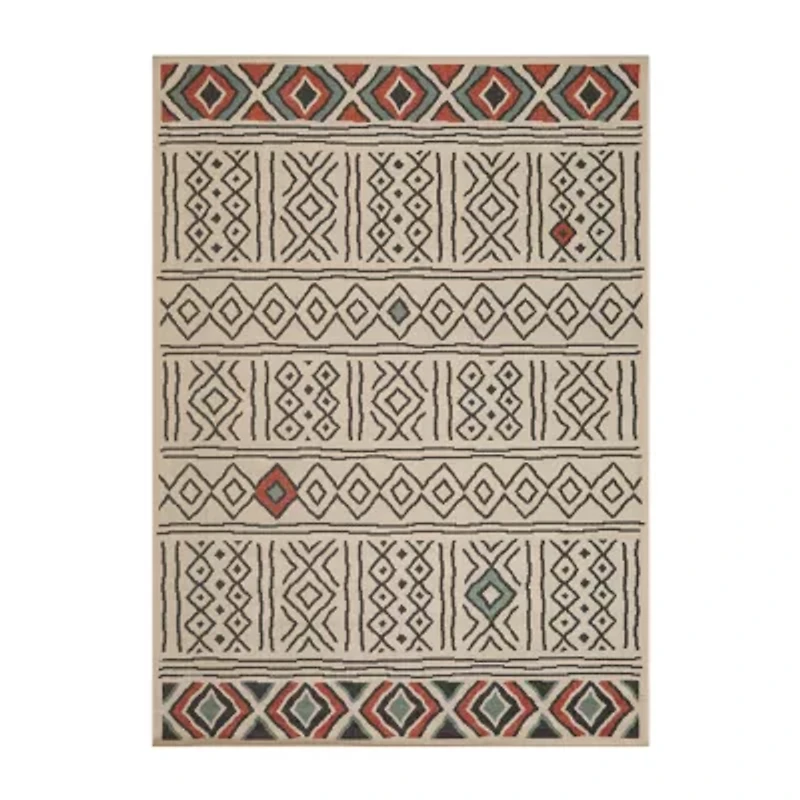 LR Home Tribal Diamond Indoor Outdoor Rectangular Area Rug