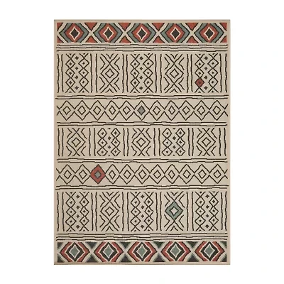 LR Home Tribal Diamond Indoor Outdoor Rectangular Area Rug