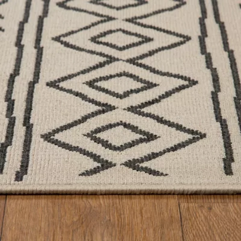 LR Home Tribal Diamond Indoor Outdoor Rectangular Area Rug