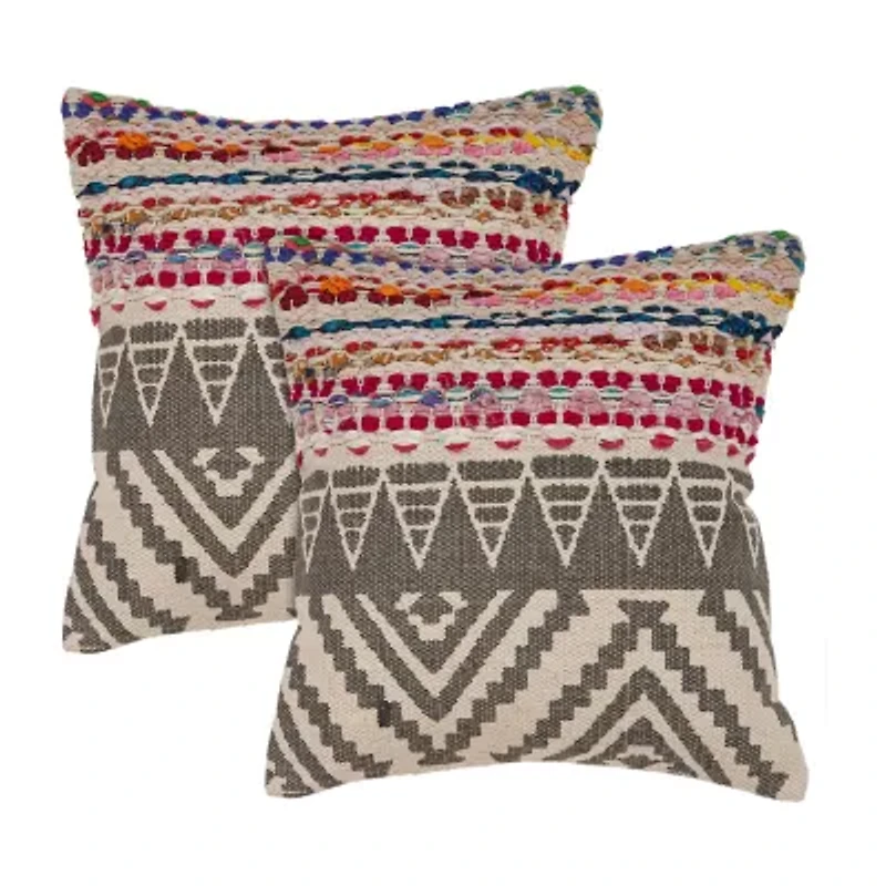 LR Home Fin Chev Set 2 Square Throw Pillow