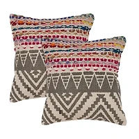 LR Home Fin Chev Set 2 Square Throw Pillow