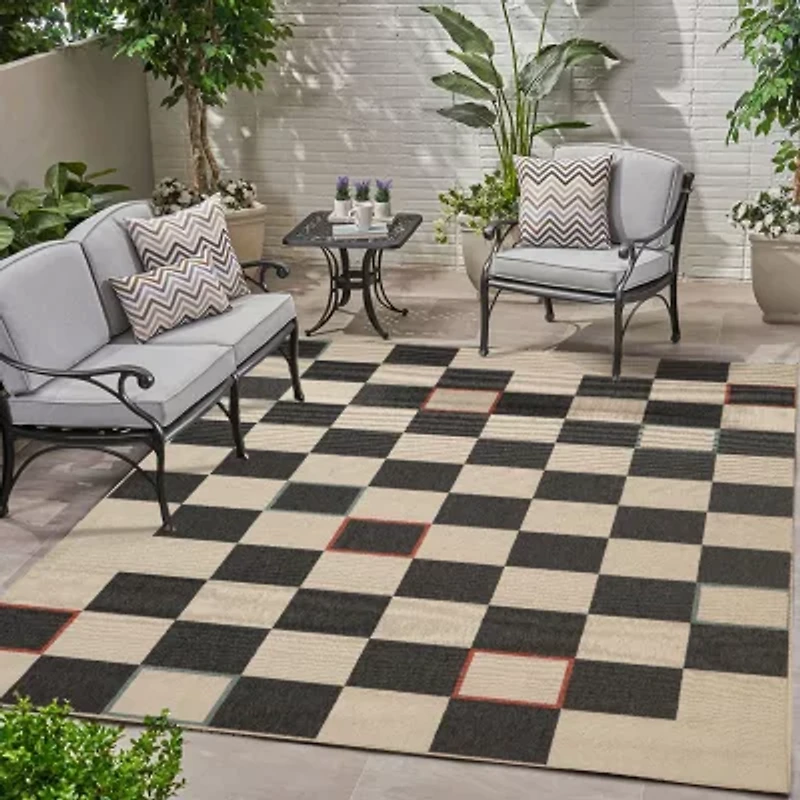 LR Home Checkered 24"X36" Indoor Outdoor Rectangular Accent Rug