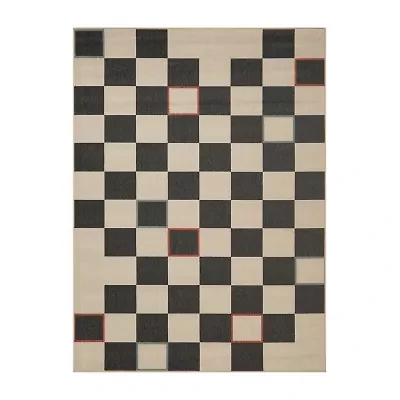 LR Home Checkered 24"X36" Indoor Outdoor Rectangular Accent Rug