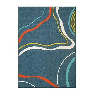 LR Home Swirl 24"X36" Indoor Outdoor Rectangular Accent Rug