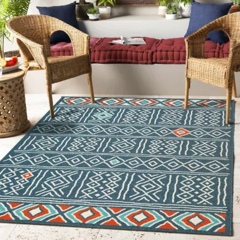 LR Home Tribal Diamond 24"X36" Indoor Outdoor Rectangular Accent Rug