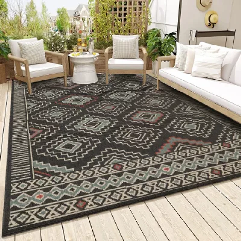 LR Home Tribal Bohemian Indoor Outdoor Rectangular Area Rug