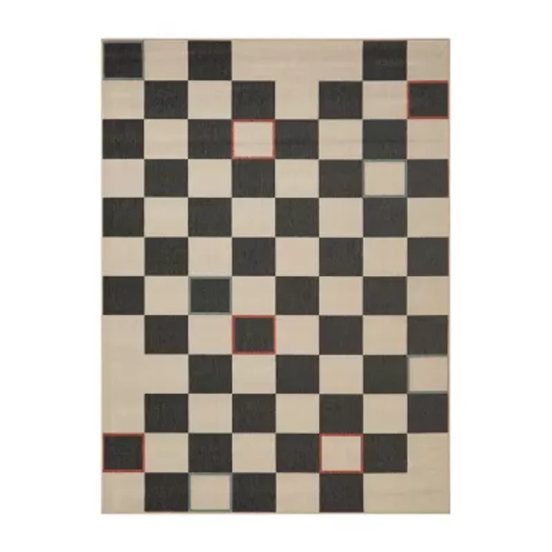 LR Home Checkered Indoor Outdoor Rectangular Area Rug