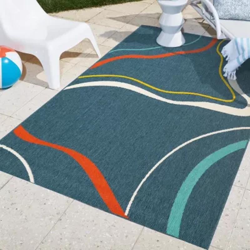 LR Home Mapa Swirl Indoor Outdoor Rectangular Area Rug