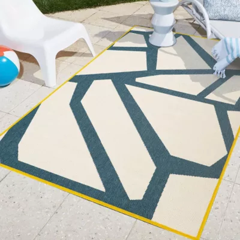 LR Home Modern Geometric Indoor Outdoor Rectangular Area Rug