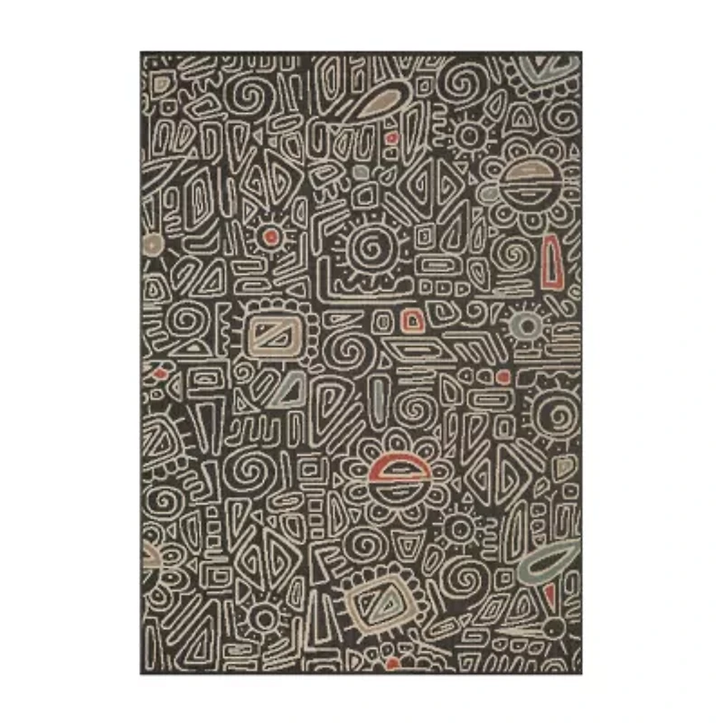LR Home Abstract Tribal Indoor Outdoor Rectangular Area Rug