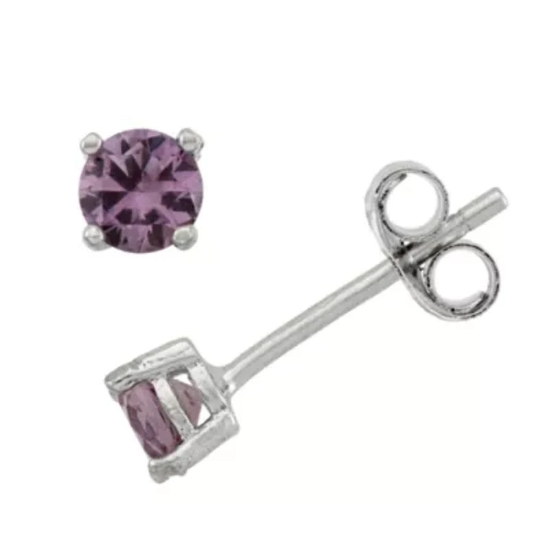 Lab Created Cubic Zirconia Sterling Silver 4mm Stud Earrings