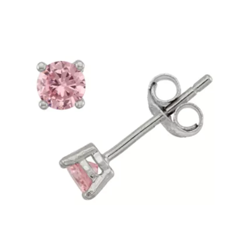 Lab Created Cubic Zirconia Sterling Silver 4mm Stud Earrings