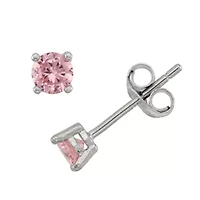 Lab Created Cubic Zirconia Sterling Silver 4mm Stud Earrings