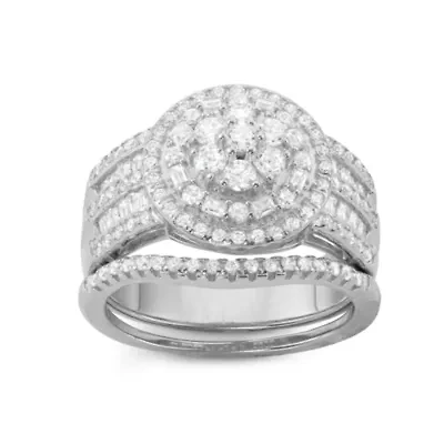 DiamonArt® Womens 1 1/5 CT. T.W. Lab Created White Cubic Zirconia Sterling Silver Bridal Set