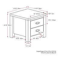 Corliving Boston 2-Drawer Nightstand