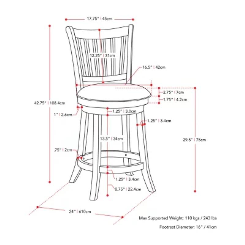 Corliving Woodgrove 2-pc. Swivel Bar Stool