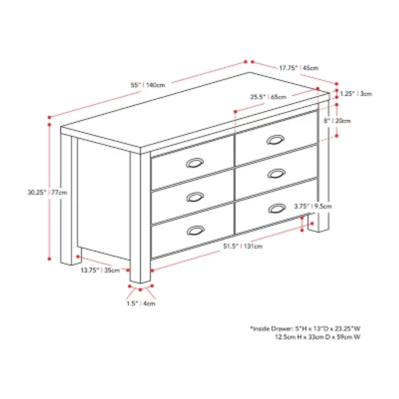 Corliving Boston 6-Drawer Dresser