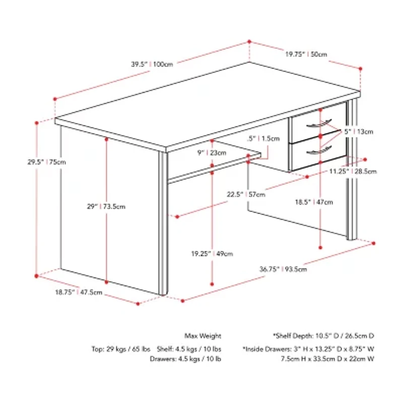 Corliving Kingston Writing Desk
