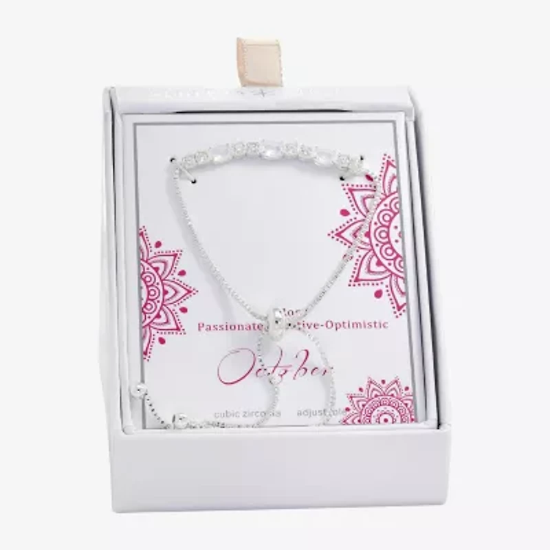 Sparkle Allure Birthstone Womens Red Cubic Zirconia Bolo Bracelet