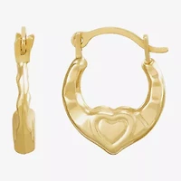 Womens 14K Gold 12.3mm Heart Hoop Earrings