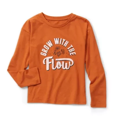 Thereabouts Little & Big Girls Round Neck Long Sleeve Graphic T-Shirt