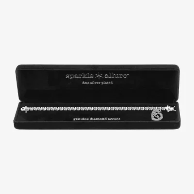 Sparkle Allure Mom Womens Natural Diamond Accent Heart 7.25 Inch Tennis Bracelet