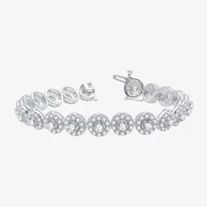 10 Ct.T.W. (H-I / I1) Womens Lab Grown White Diamond 10K White Gold 7.5 Inch Tennis Bracelet