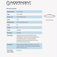 (H-I / Si2) Womens 1 1/2 CT. T.W. Lab Grown White Diamond 10K White Gold 7.25 Inch Tennis Bracelet