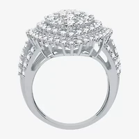 (H-I / I1) Womens 3 CT. T.W. Lab Grown Diamond 10K White Gold Halo Cocktail Ring