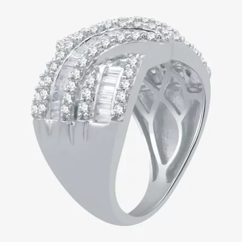 (H-I / I1) Womens 2 CT. T.W. Lab Grown Diamond 10K White Gold Bypass  Band