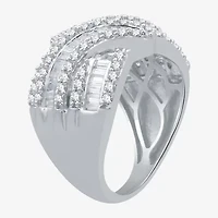 (H-I / I1) Womens 2 CT. T.W. Lab Grown Diamond 10K White Gold Bypass  Band