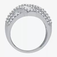 H-I / I1) Womens CT. T.W. Lab Grown Diamond 10K White Gold Bypass Band