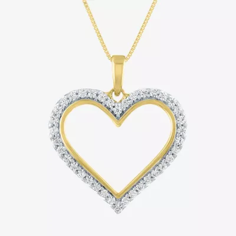 (H-I / I1) Womens 1/3 CT. T.W. Lab Grown Diamond 10K Gold Heart 18 Inch Pendant Necklace