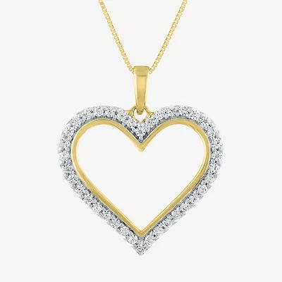 (H-I / I1) Womens 1/3 CT. T.W. Lab Grown Diamond 10K Gold Heart 18 Inch Pendant Necklace