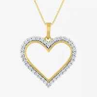 (H-I / I1) Womens 1/3 CT. T.W. Lab Grown Diamond 10K Gold Heart 18 Inch Pendant Necklace