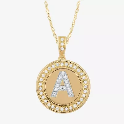 Diamond Initial Pendant Necklace 10K Gold