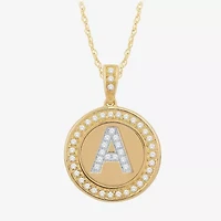 Diamond Initial Pendant Necklace 10K Gold
