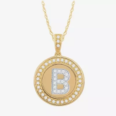 Diamond Initial Pendant Necklace 10K Gold
