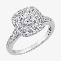Womens 1/2 CT. T.W. Natural White Diamond 10K Gold Cushion Engagement Ring