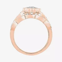 Womens 1/3 CT. T.W. Natural White Diamond 10K Rose Gold Round Side Stone Bridal Set