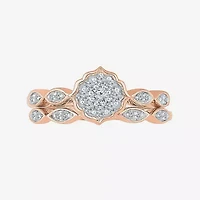 Womens 1/3 CT. T.W. Natural White Diamond 10K Rose Gold Round Side Stone Bridal Set