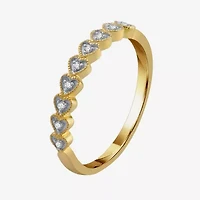 Womens Diamond Accent Natural White 10K Gold Heart Wedding Band