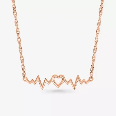 Womens 10K Rose Gold Heart 18 Inch Pendant Necklace