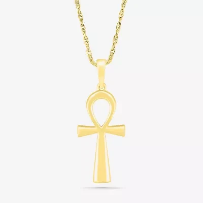 Womens 10K Gold Cross 18 Inch Pendant Necklace