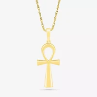 Womens 10K Gold Cross 18 Inch Pendant Necklace