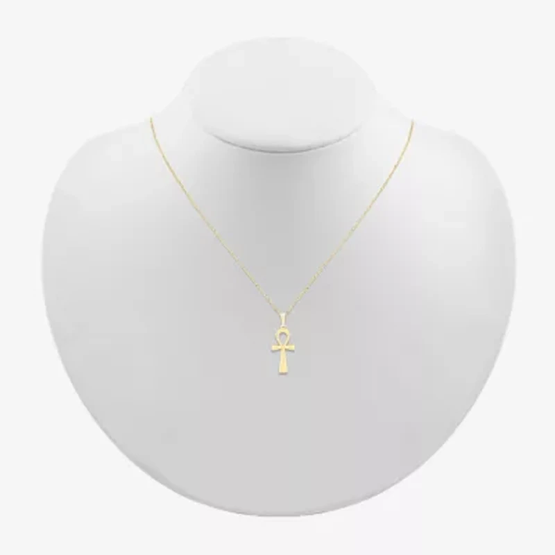 Womens 10K Gold Cross 18 Inch Pendant Necklace
